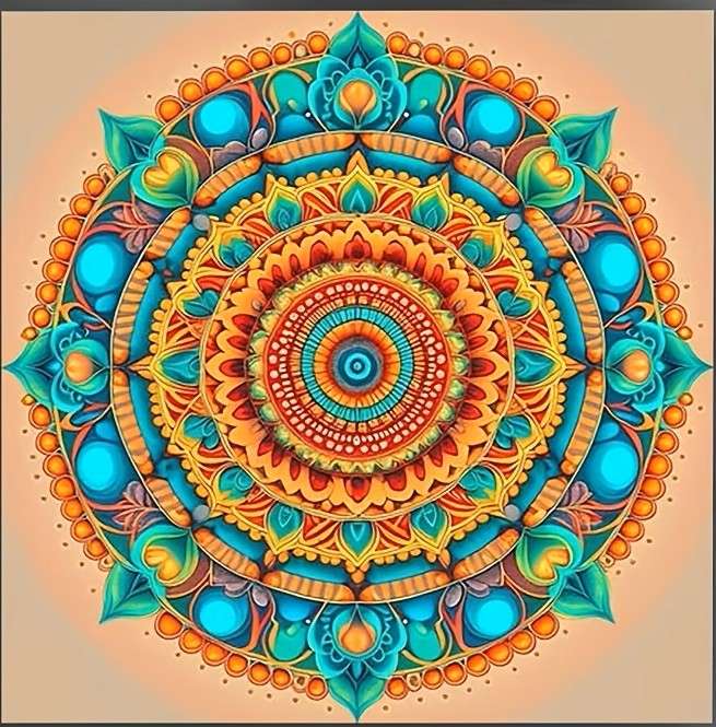 wesoła, kolorowa mandala online puzzle