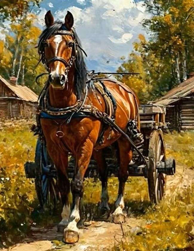 cavallo e carro puzzle online