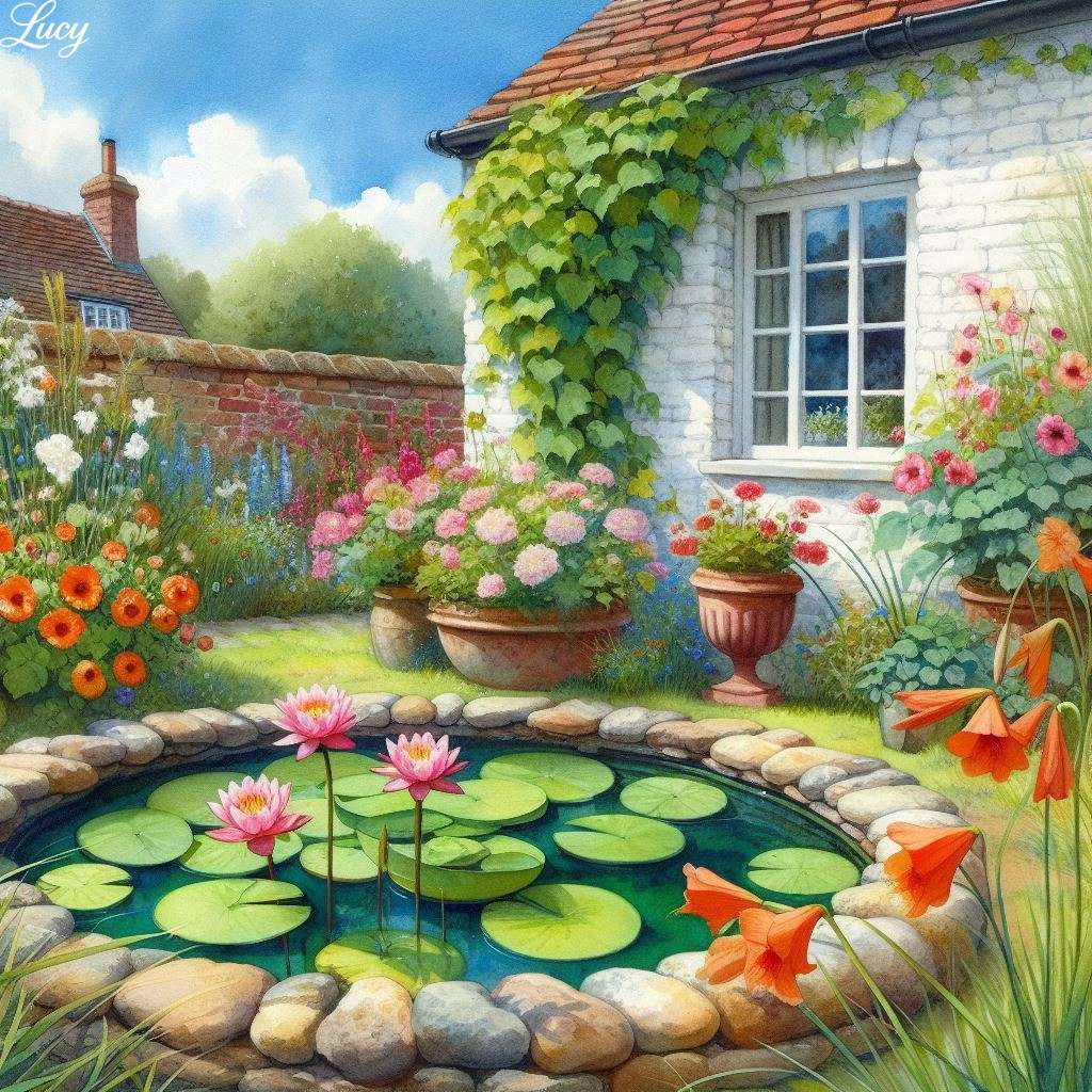 A small circular stone-edged pond online puzzle