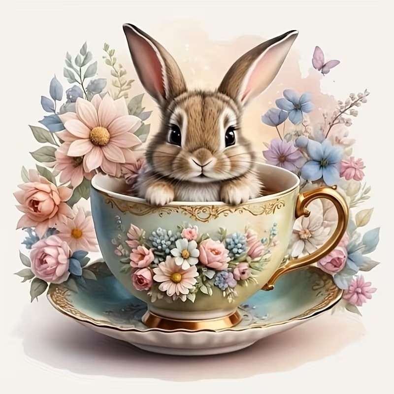 porcelanowa filiżanka z króliczkiem puzzle online