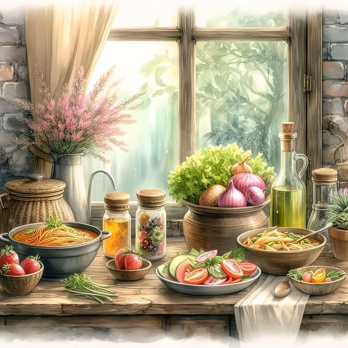 dishes with colorful vegetables jigsaw puzzle online