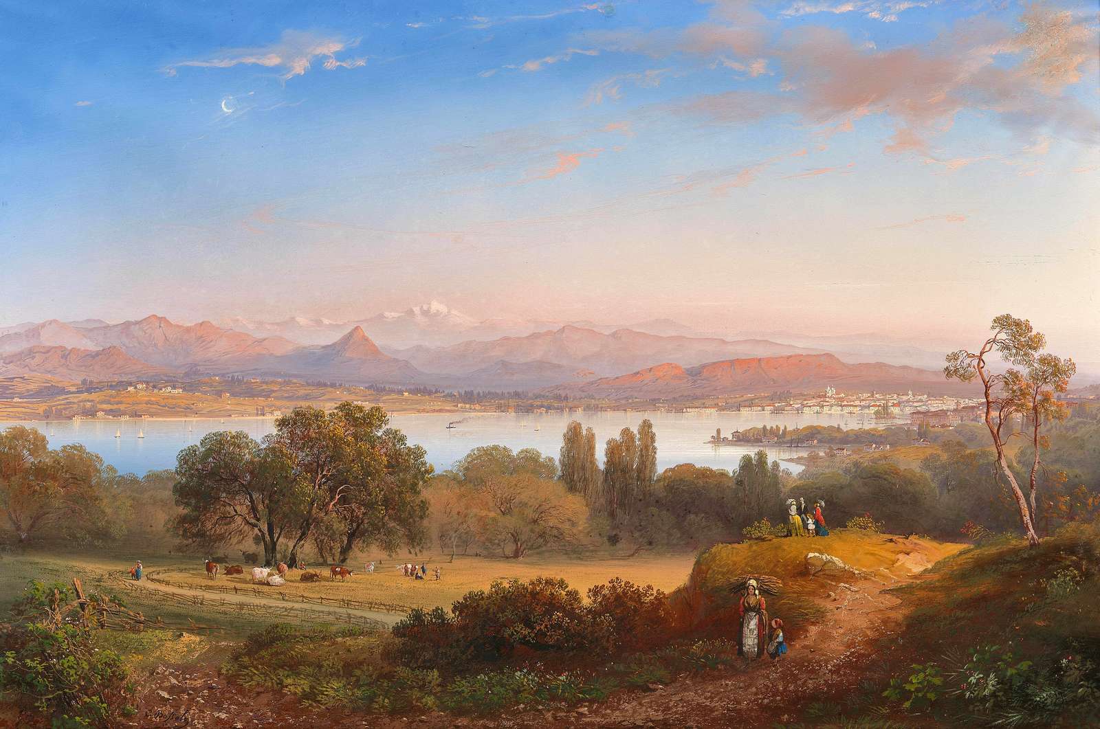 Bossoli C -ca1847 - Veduta del Lago di Ginevra puzzle online