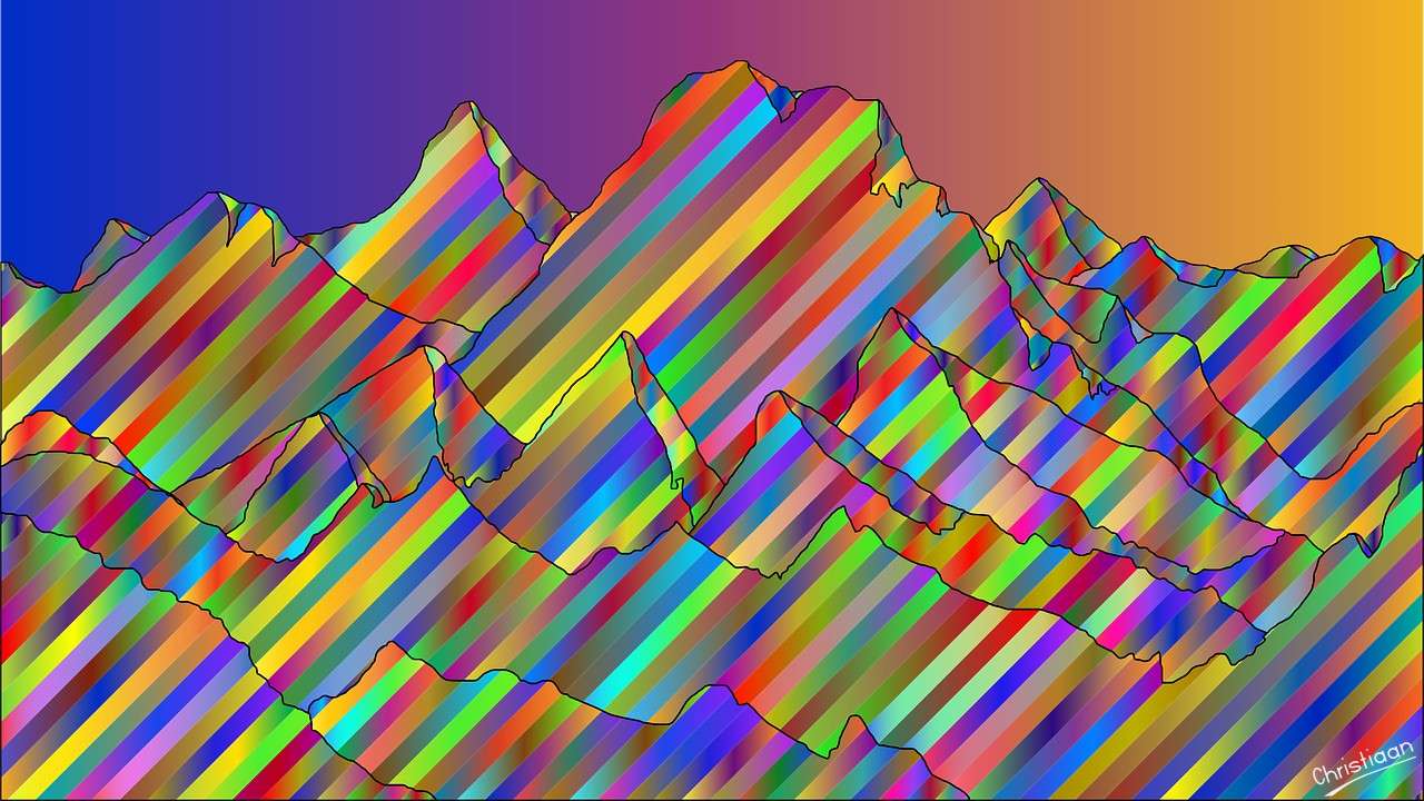 Bergen, Heuvels, Landschap. online puzzel