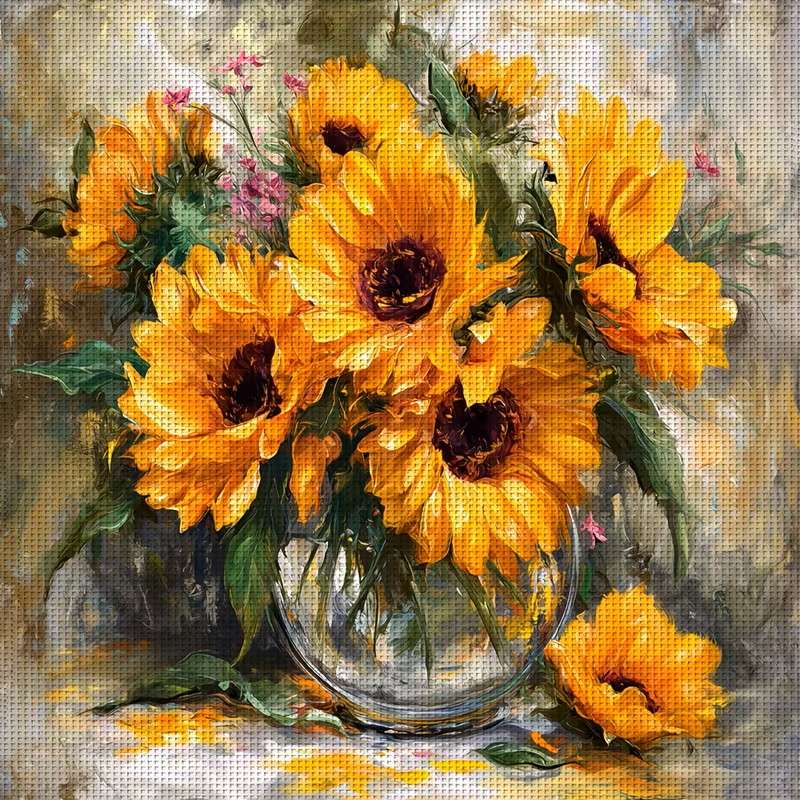 kytice slunečnic ve váze skládačky online