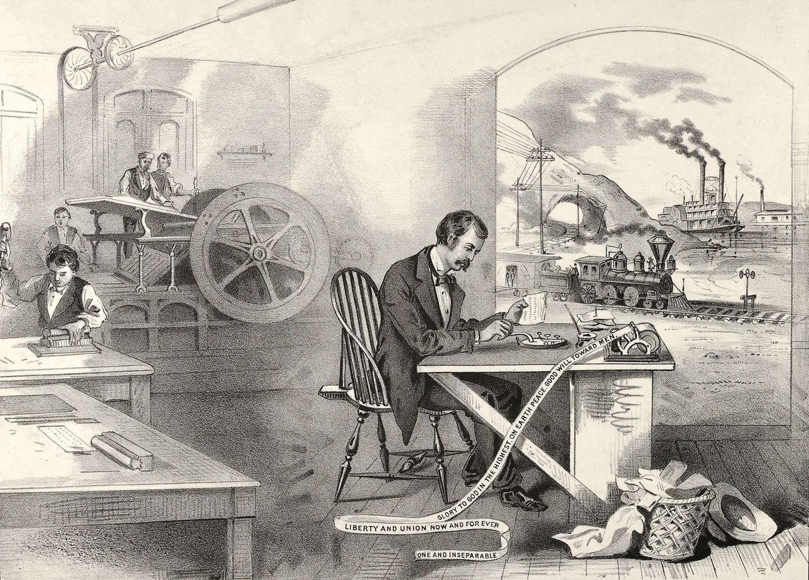 Currier & Ives -1876 - Århundradets framsteg Pussel online