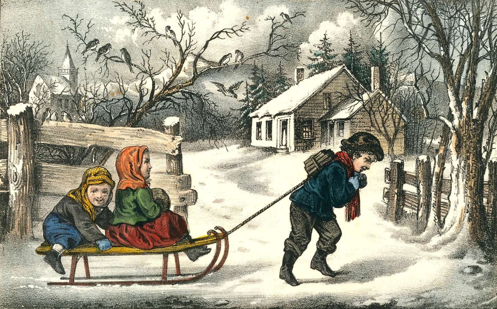 Currier & Ives -ca1875 - Samåkning pussel på nätet