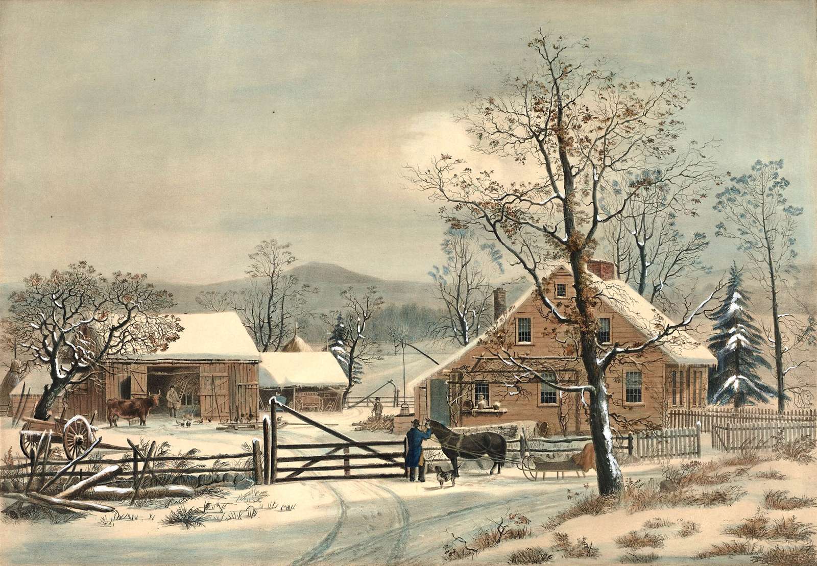 Currier N -1861 - Vinterscen i New England Pussel online