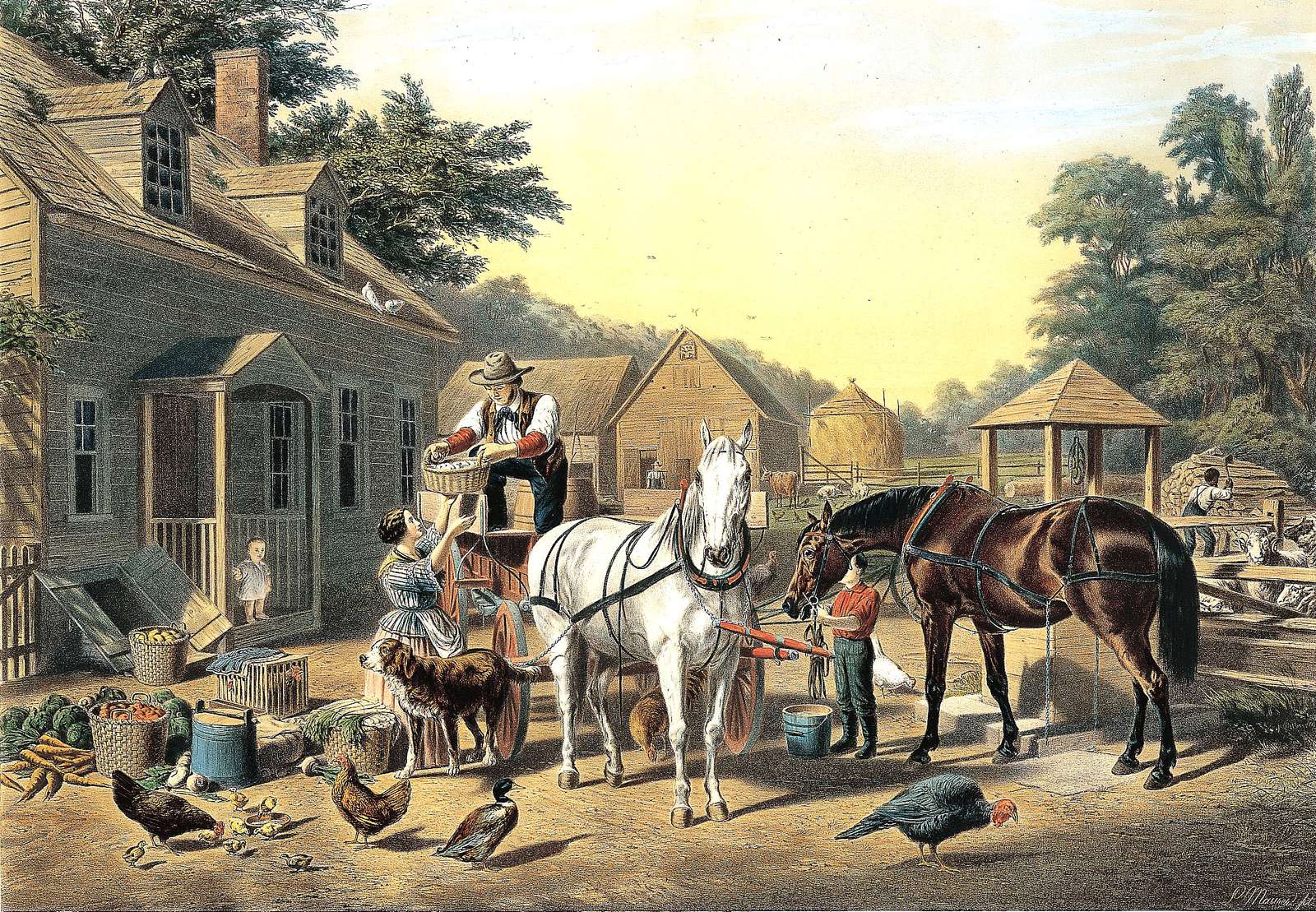 Currier, Maurer -1856 - Marknadsförberedelse Pussel online