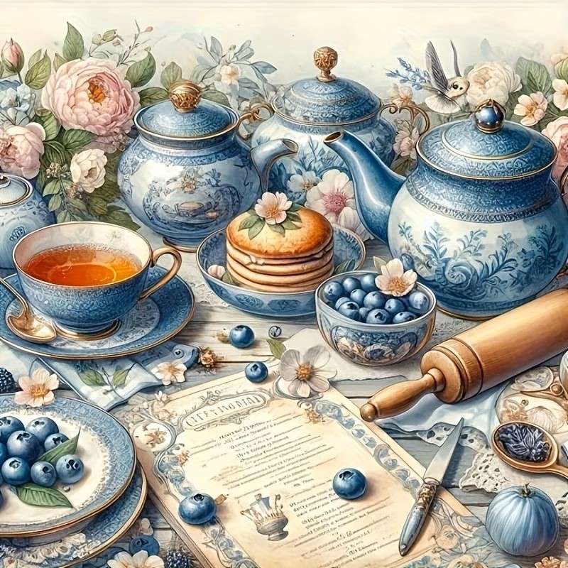 blue tea set jigsaw puzzle online