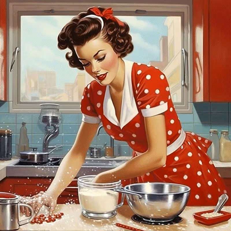 an exemplary housewife in her kitchen online puzzle