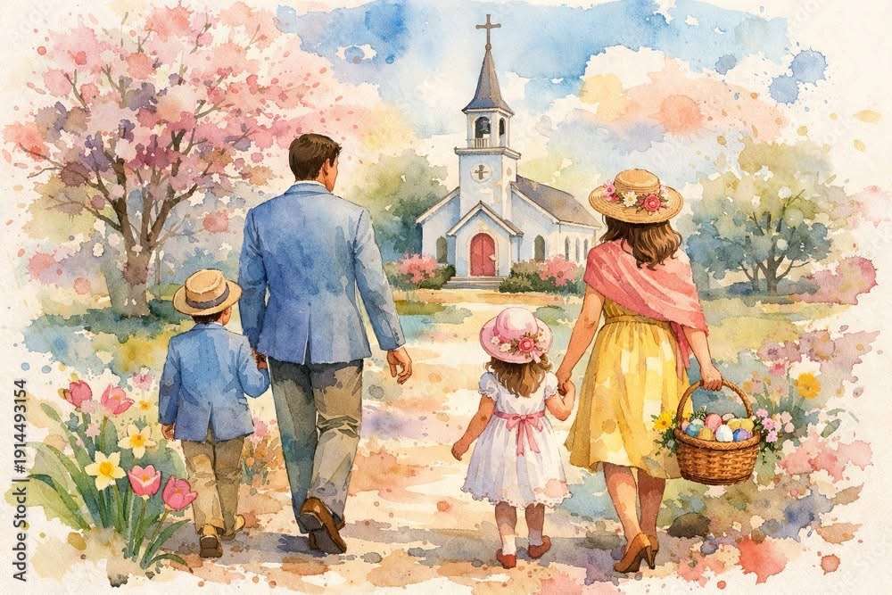 Family going to church jigsaw puzzle online