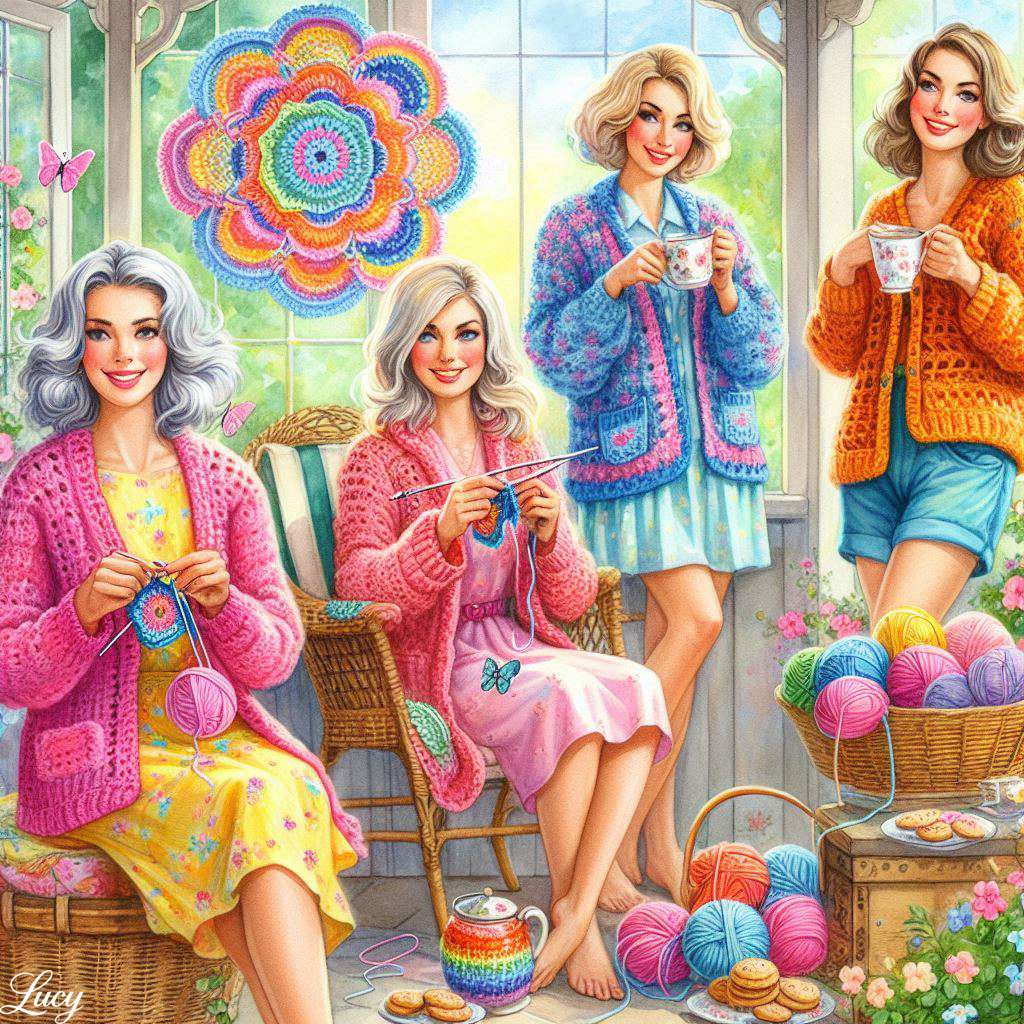 4 smiling women relaxing online puzzle