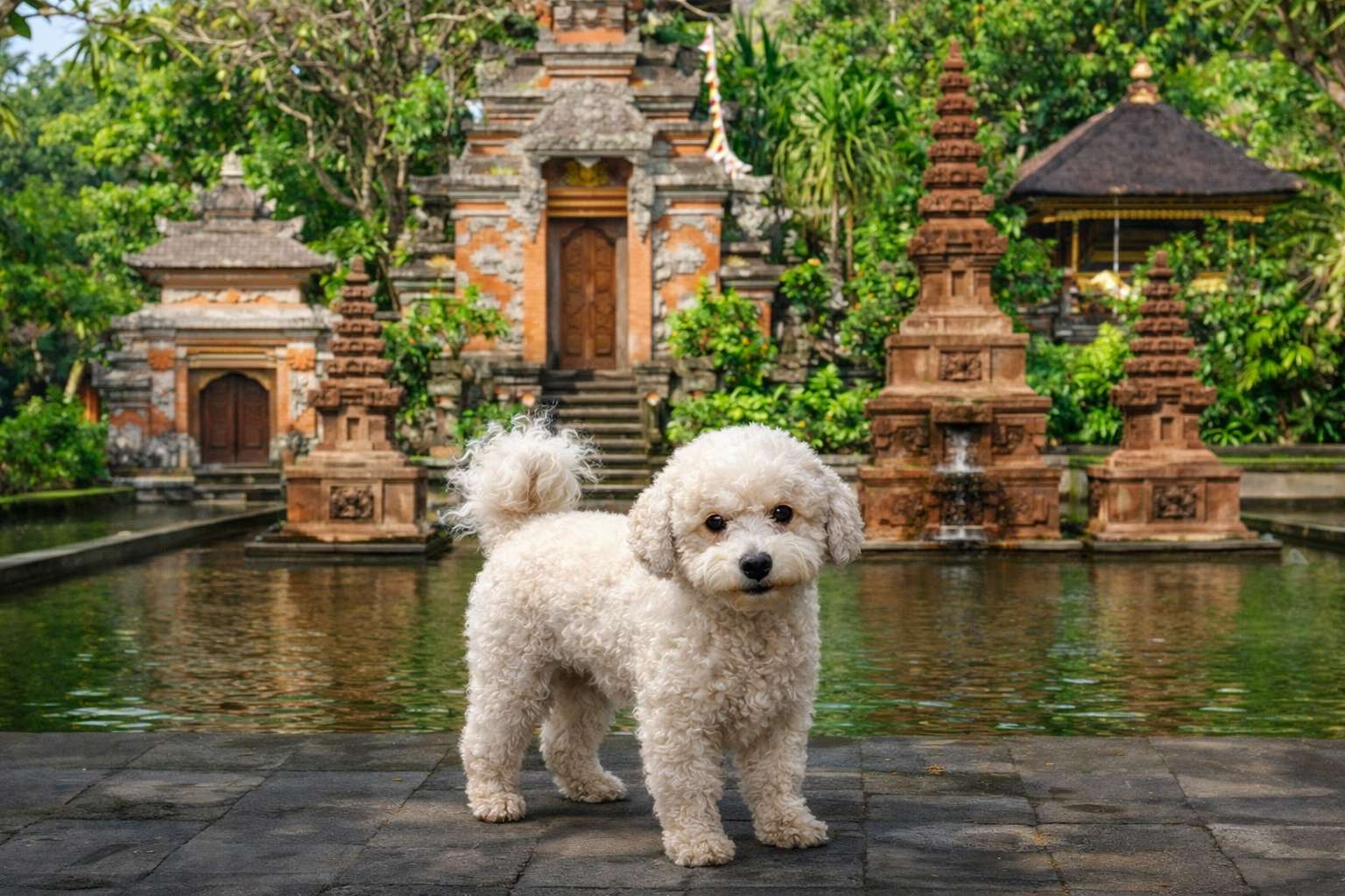 Hund framför templet Pussel online