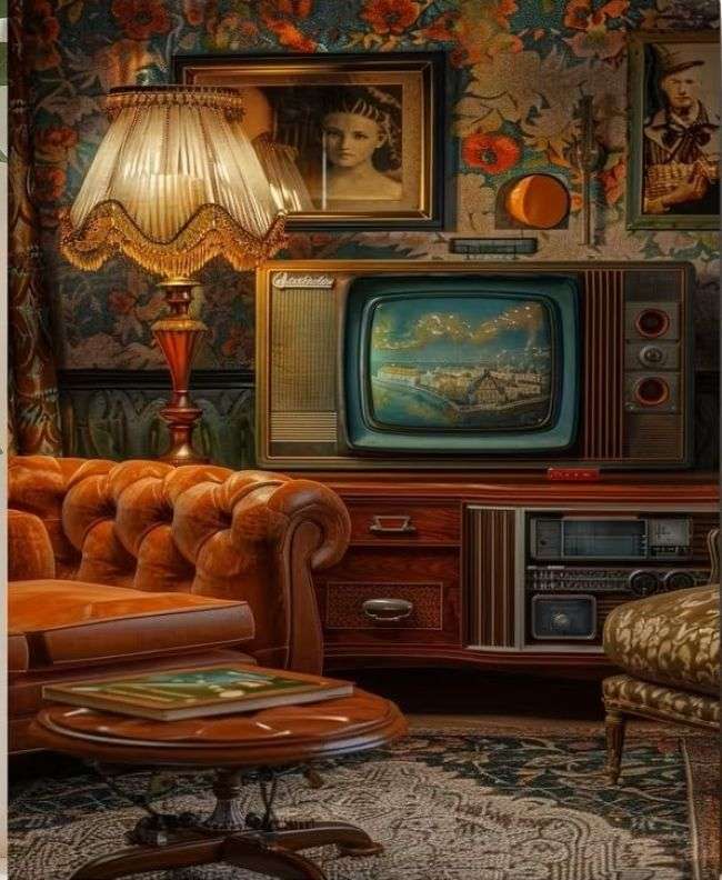 living room in retro style jigsaw puzzle online