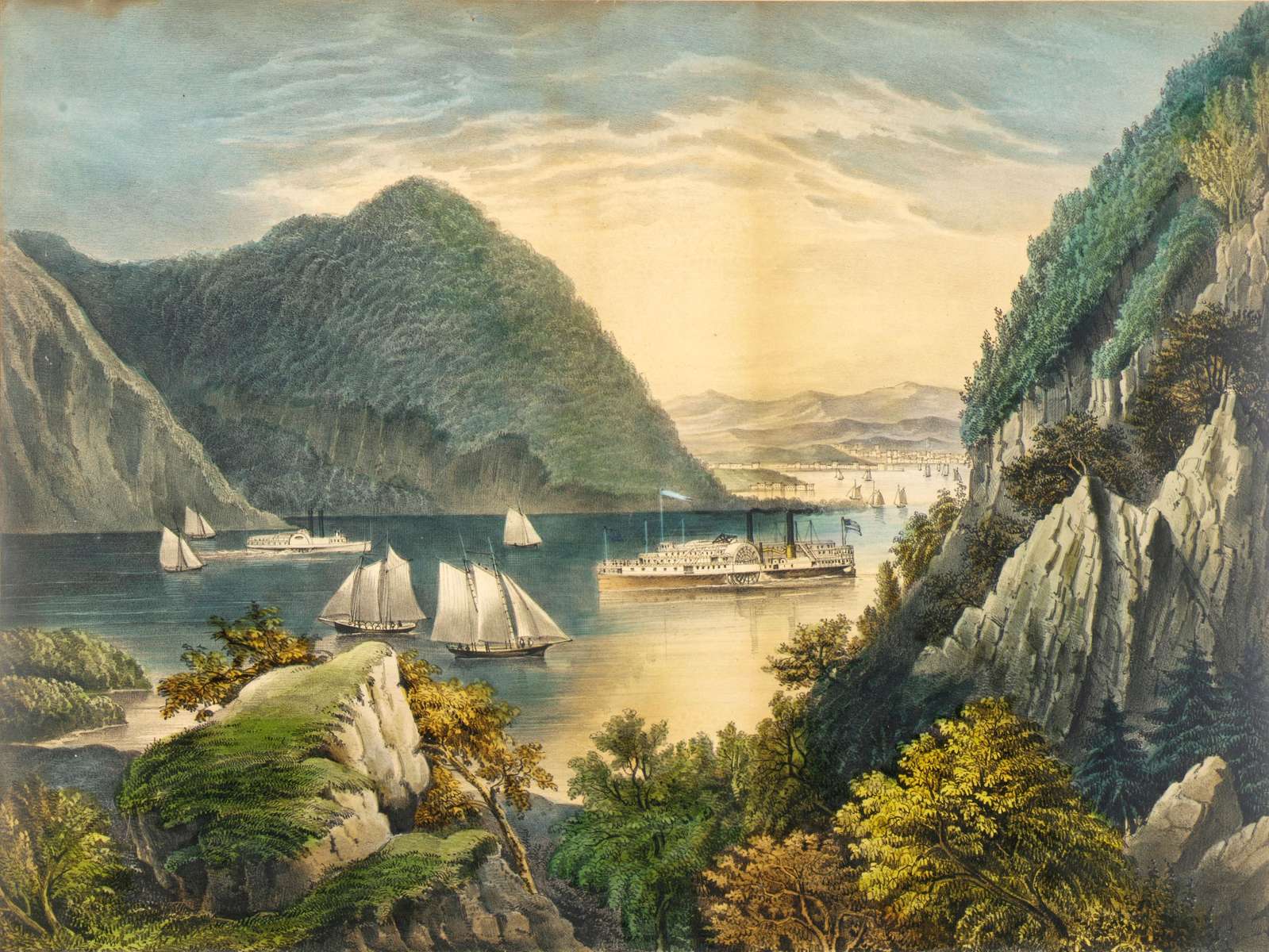 Bond Palmer FF -ca1865- Vue de la rivière Hudson puzzle en ligne