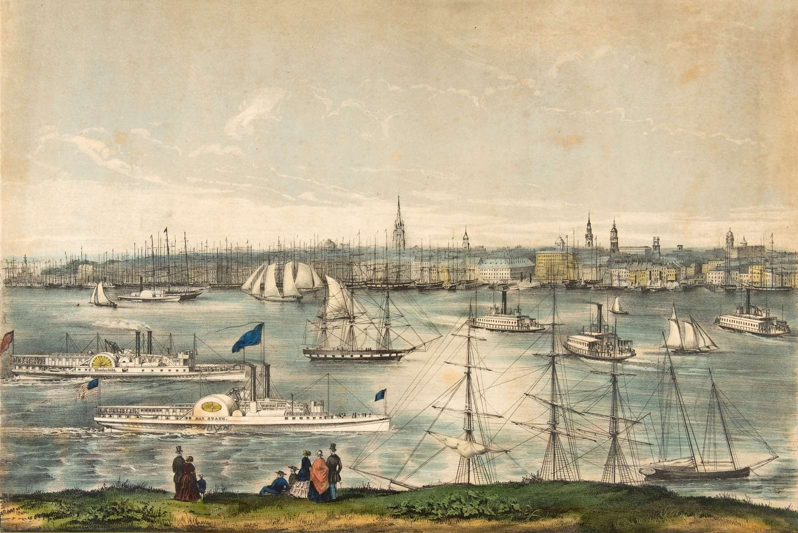 Currier N -1849- New York depuis Brooklyn Heights puzzle en ligne