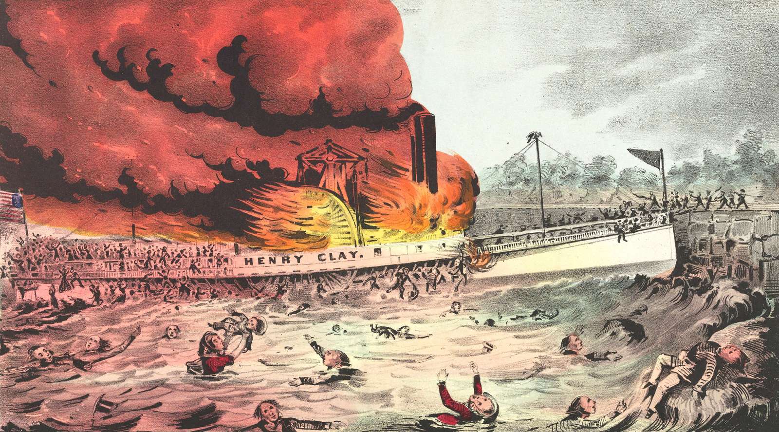 Currier N -1852- Incendie de Henry Clay près de Yonkers puzzle en ligne