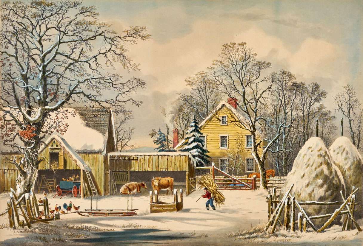 Durrie GH -1863- La maison du fermier en hiver puzzle en ligne