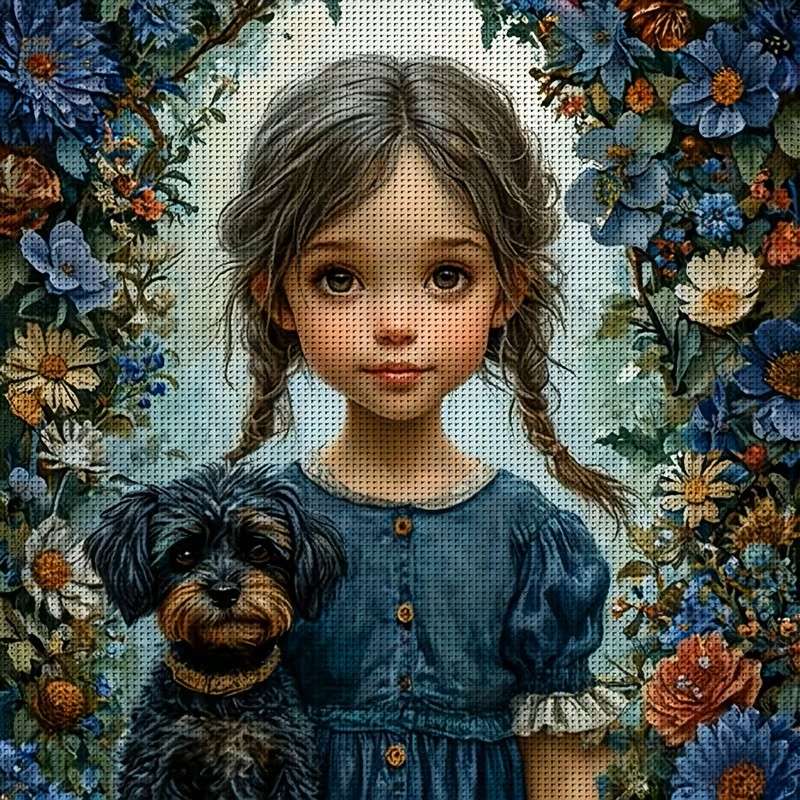 ragazza con il suo cane puzzle online