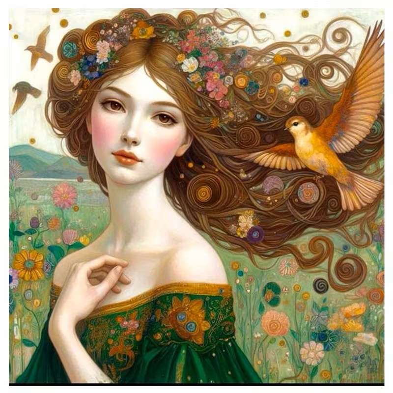 schönes Mädchen mit wallendem Haar Online-Puzzle