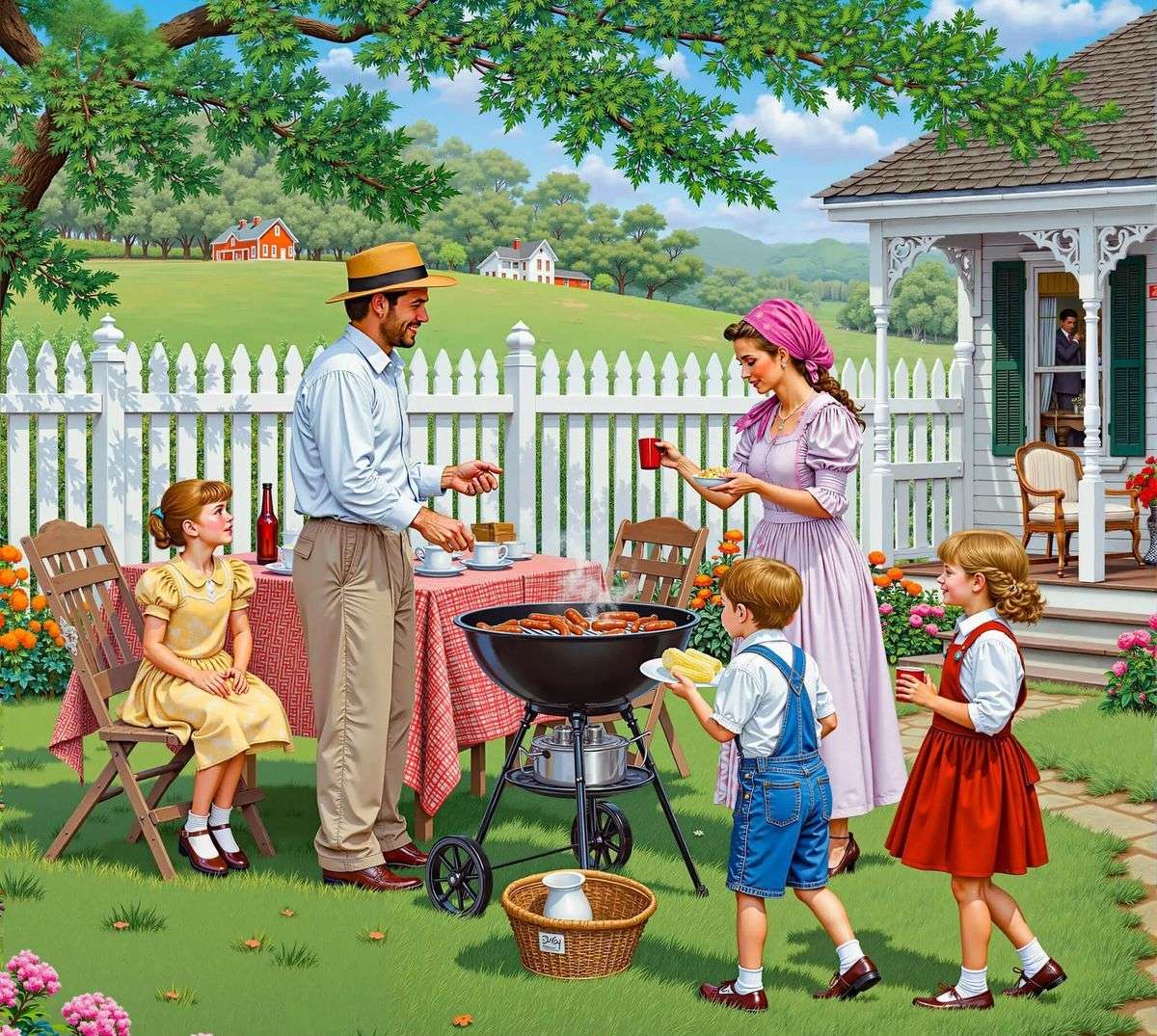 Familiengrill im Hinterhof Puzzlespiel online