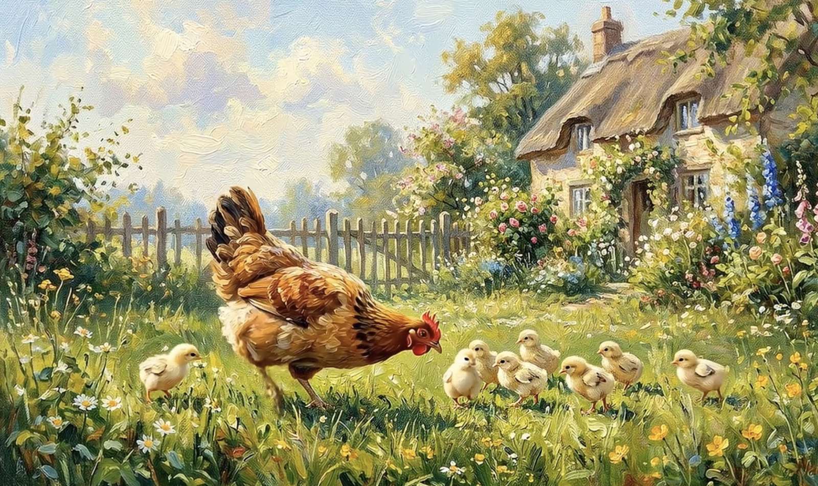 Pulcini con mamma chioccia puzzle online