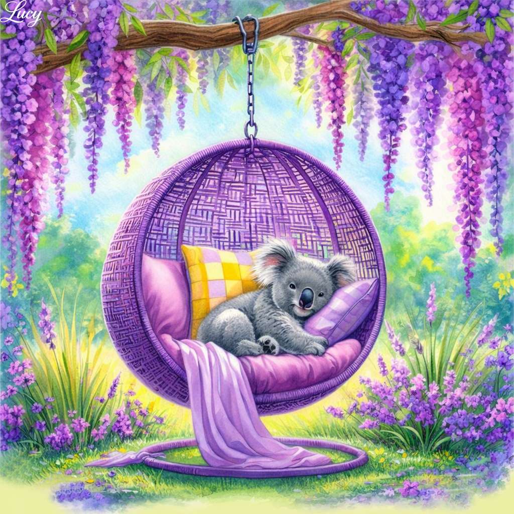 Koala in a cozy egg chair online puzzle