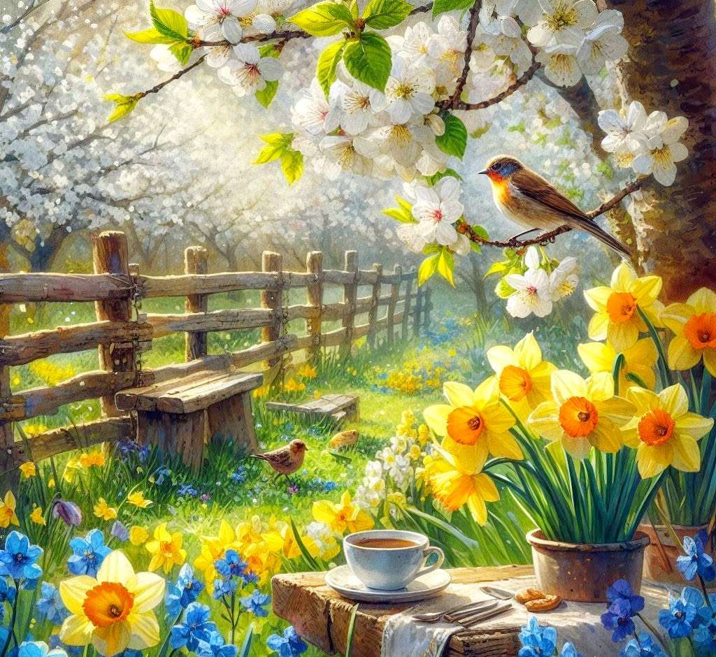 Aroma of blossoming trees and daffodils jigsaw puzzle online
