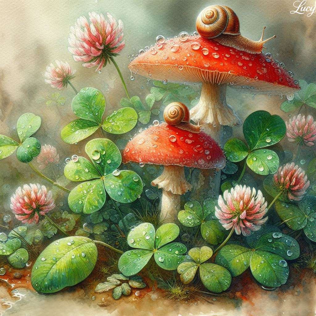 Illustration of dewy forest floor scene online puzzle