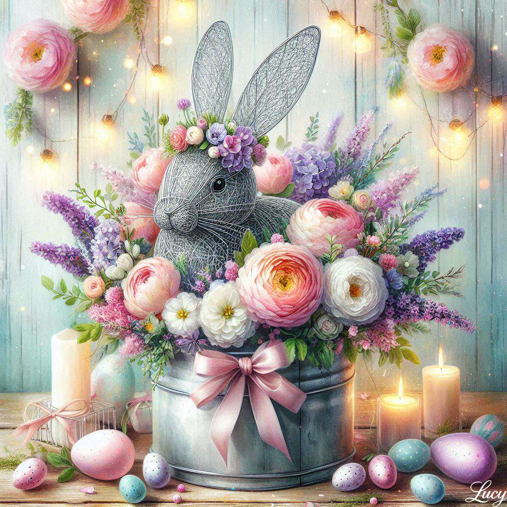 Dekorative Hasenskulptur aus Draht Puzzlespiel online