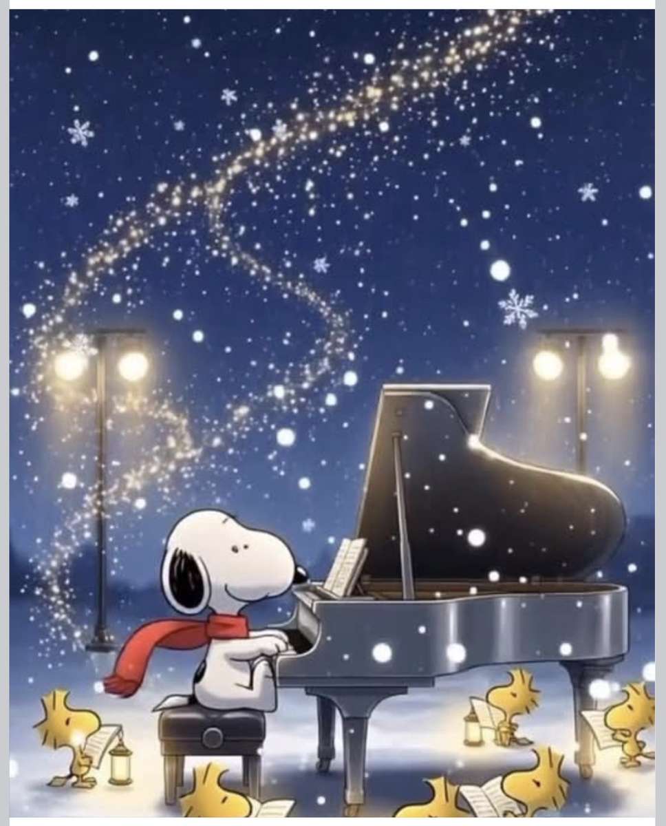 Snoopy acompaña al sexteto de Woodstock. rompecabezas en línea