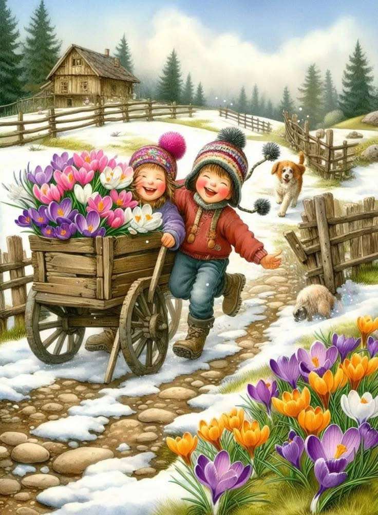 Des fleurs qui poussent sur la neige puzzle en ligne