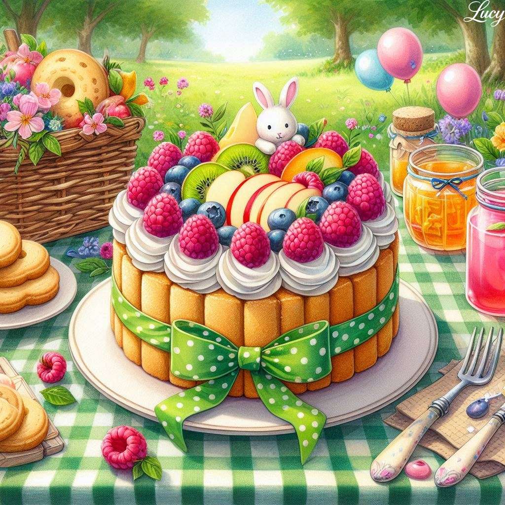 Scena del picnic primaverile puzzle online