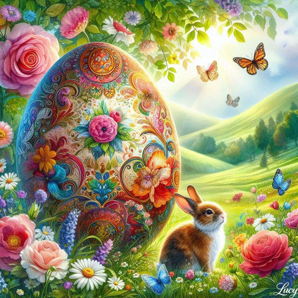 Stort utsmyckat påskägg pussel på nätet