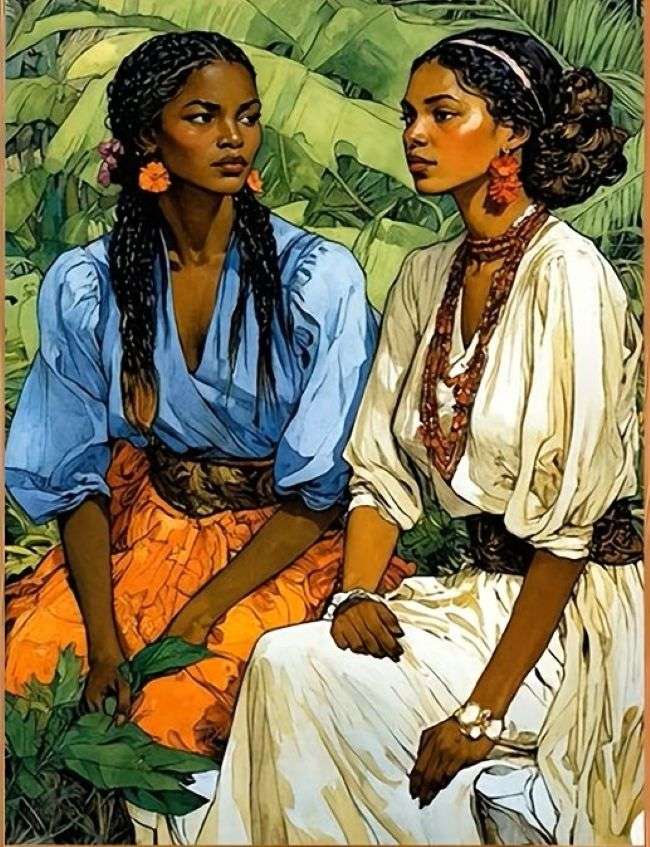 women among the greenery jigsaw puzzle online