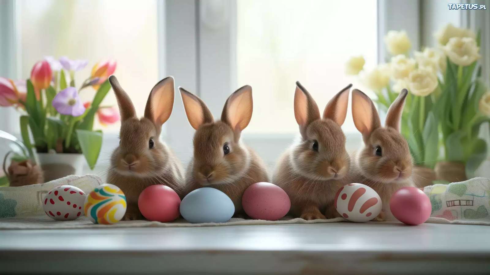 Húsvéti nyuszik és tojás online puzzle