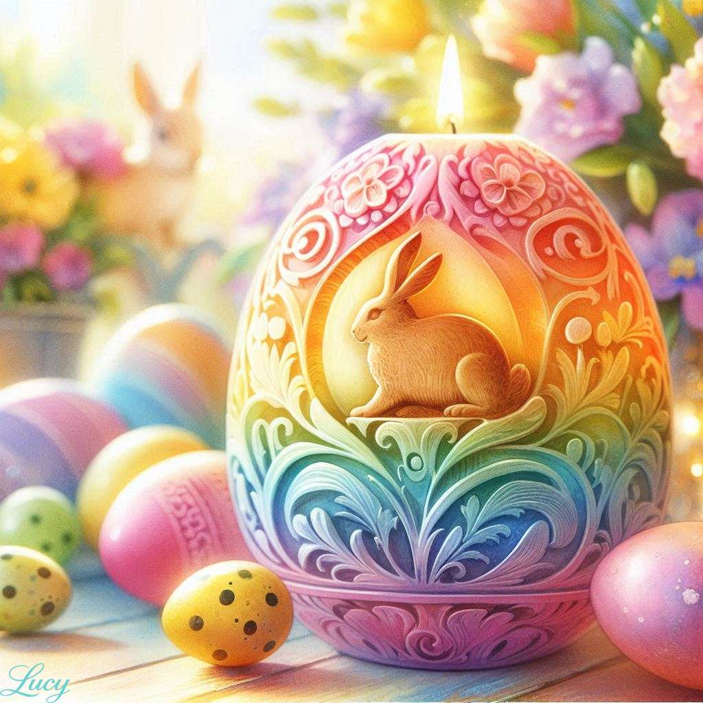 Intrikat snidade påskäggljus Pussel online