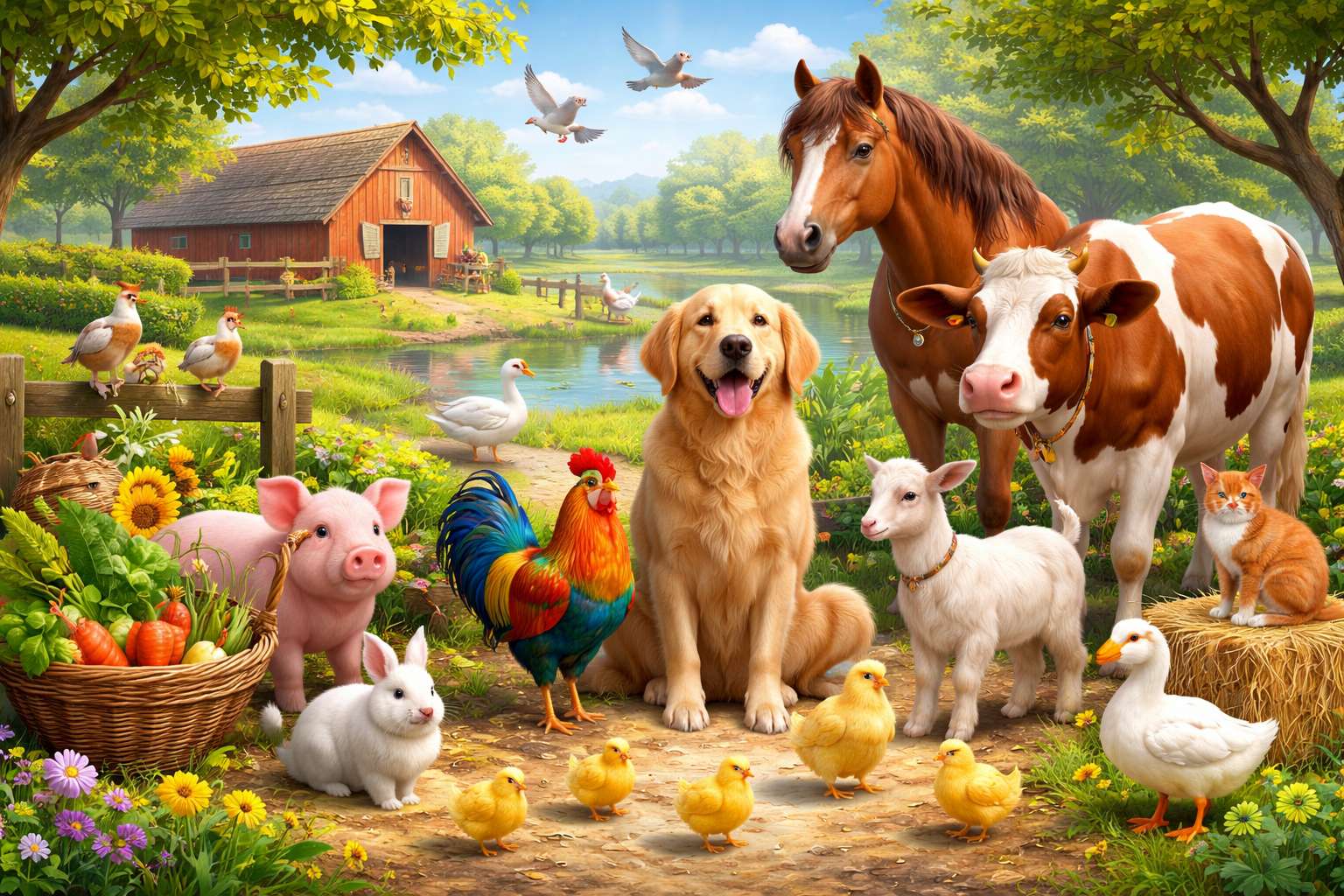 Animale și pasari domestice pussel på nätet