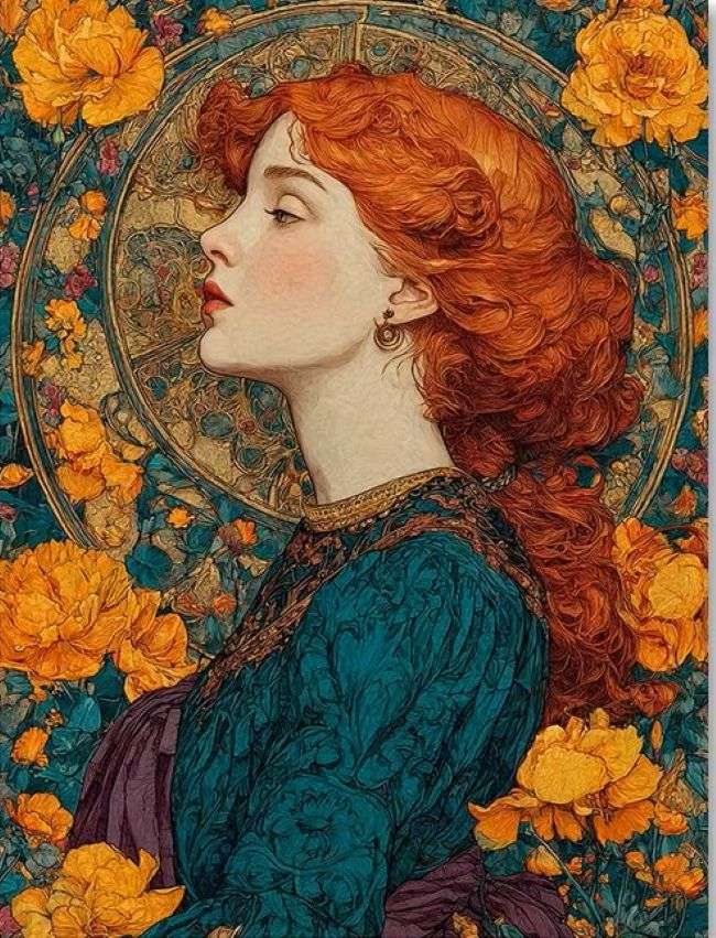 portrait of a woman by Alfons Mucha online puzzle