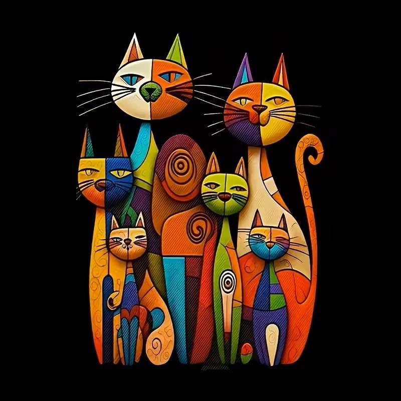 colorful cat family online puzzle