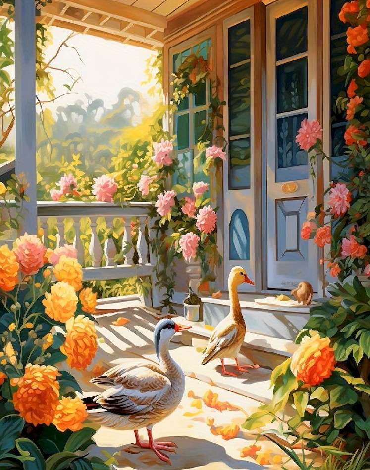 zatoulané husy na verandě online puzzle