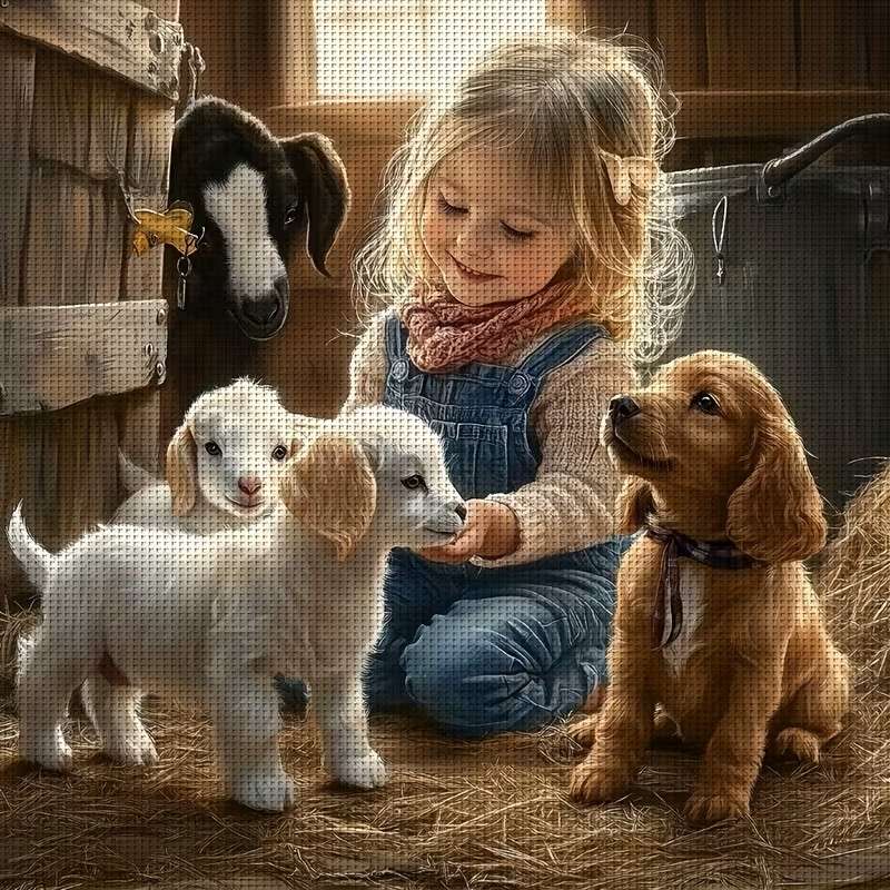 dívka se štěňaty skládačky online