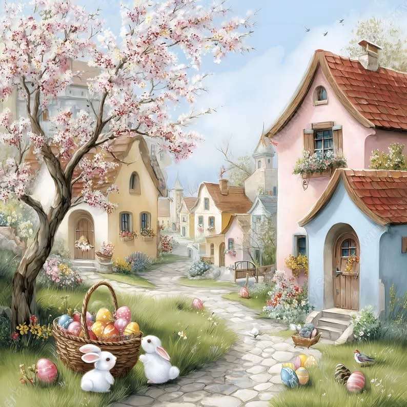 Aldeia comemorando na primavera quebra-cabeças online