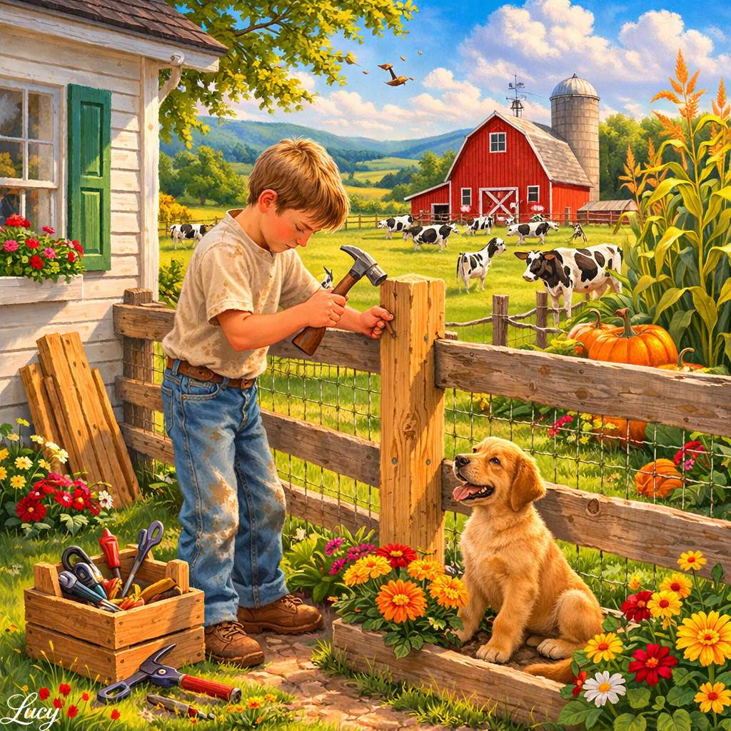 A busy day on the farm online puzzle