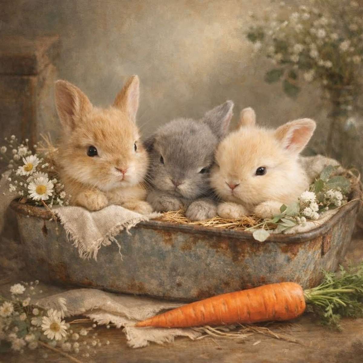 tre coniglietti nel loro cestino puzzle online