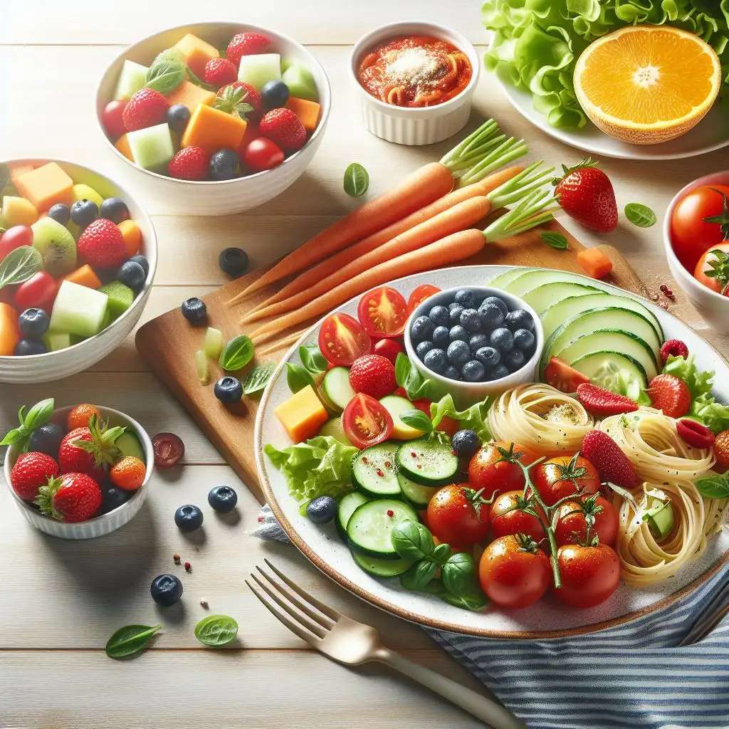 Saladas de vegetais e frutas quebra-cabeças online