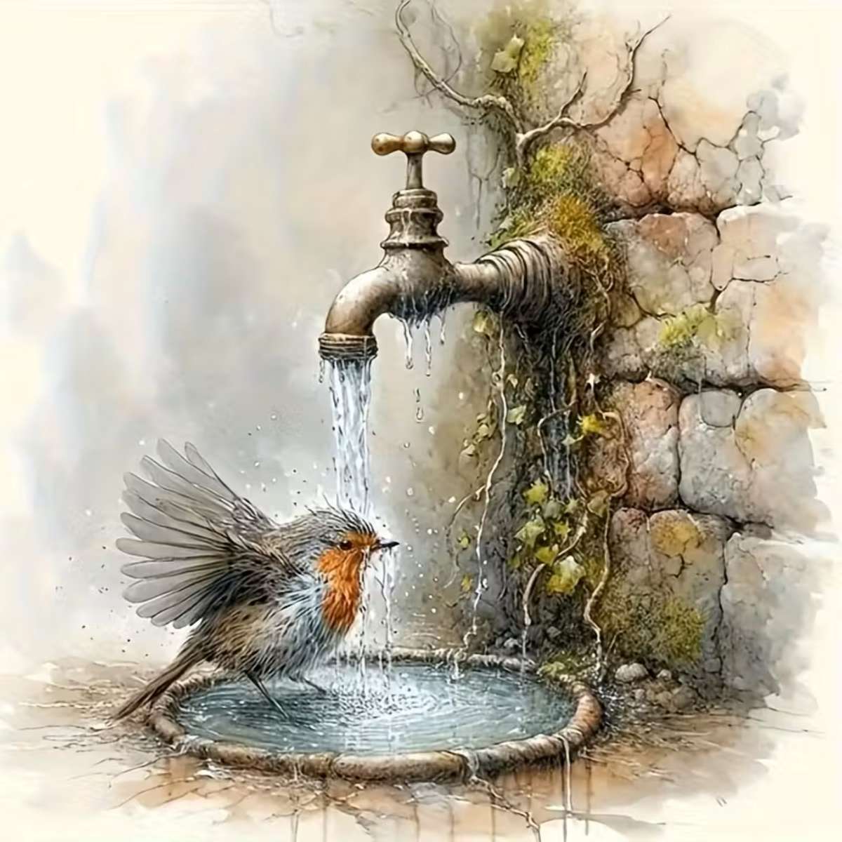 shower time for the robin jigsaw puzzle online