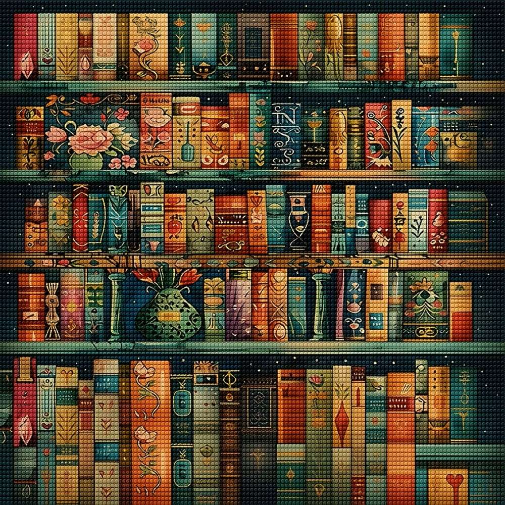 library shelf with books online puzzle