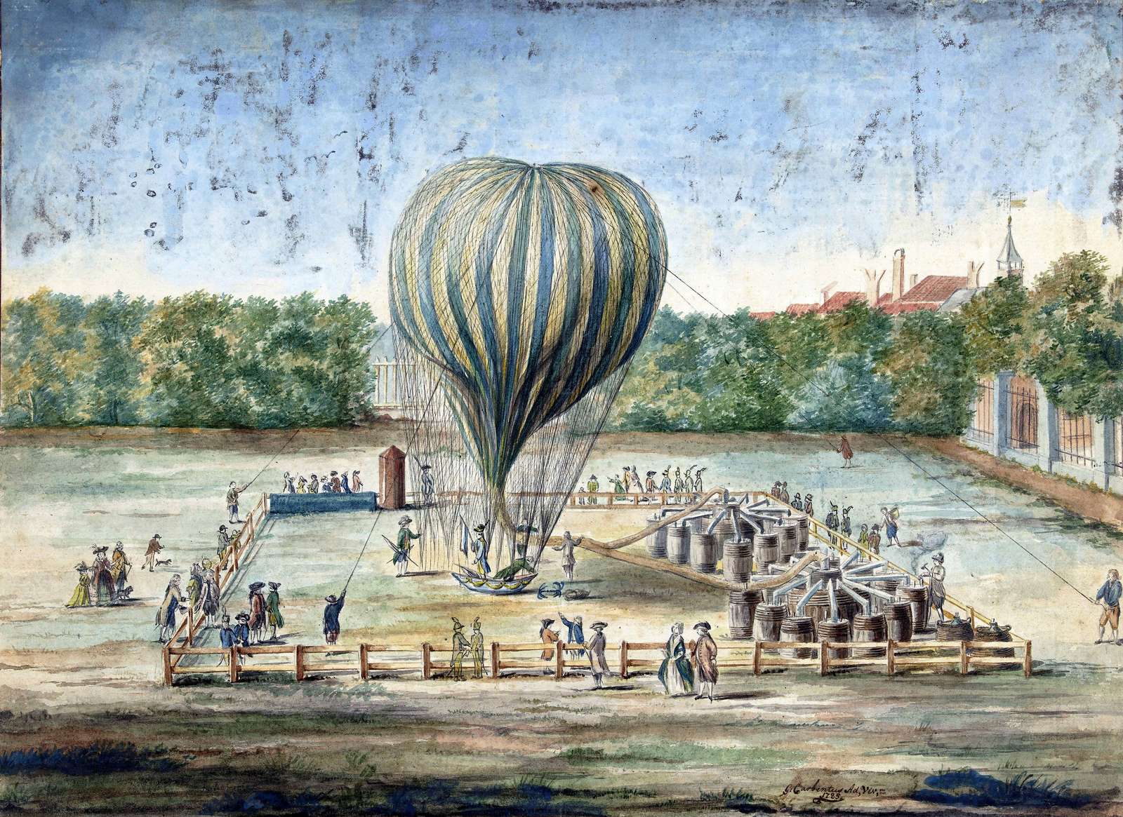 Carbentus G -1785- Lancement du ballon de Blanchard puzzle en ligne