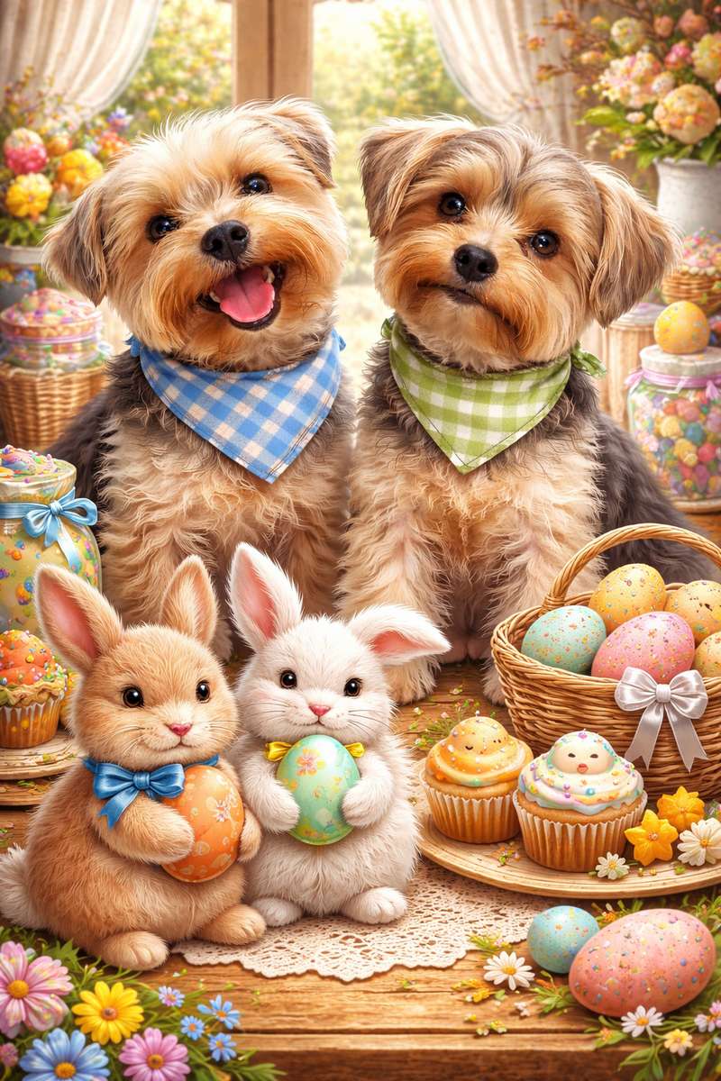 Filonek and Melonek Easter jigsaw puzzle online